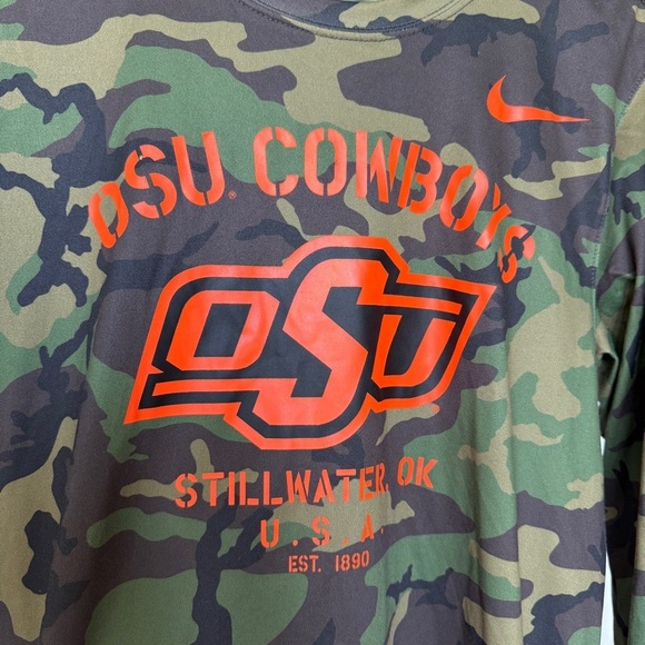 Nike Men's Camo OSU Cowboys Military Appreciation Long Sleeve Tee S DRI-FIT - Picture 8 of 12